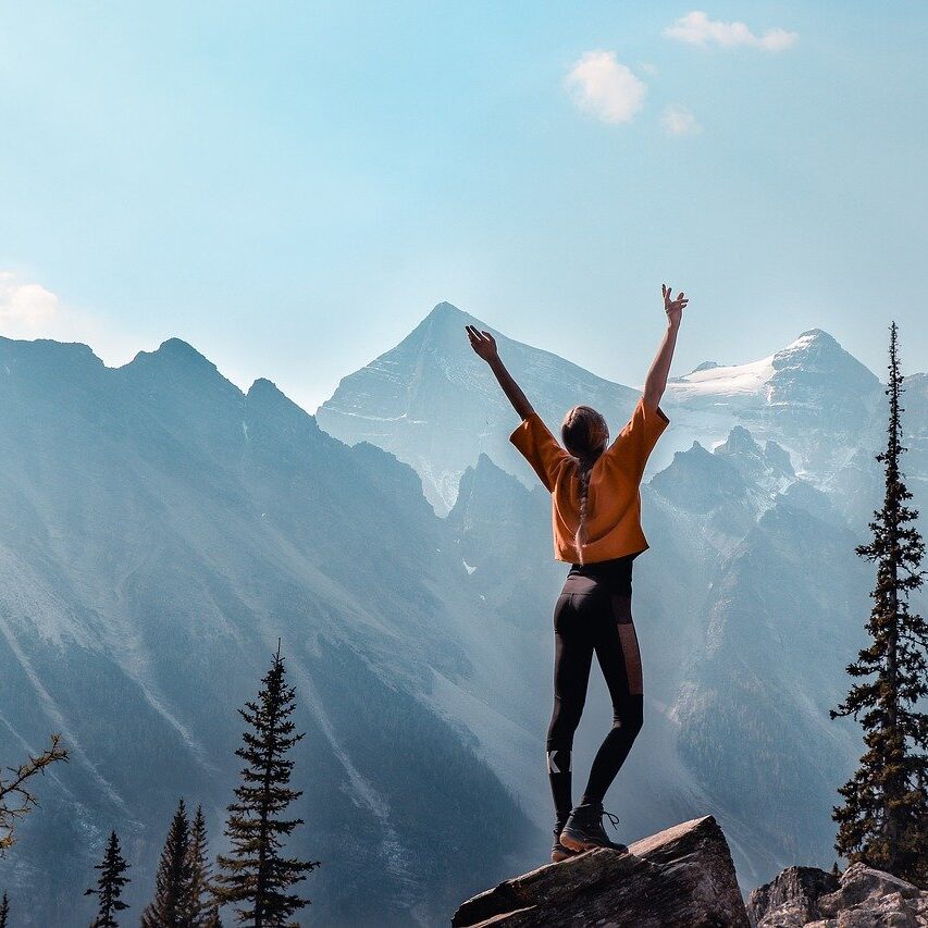 mountains, canada, girl